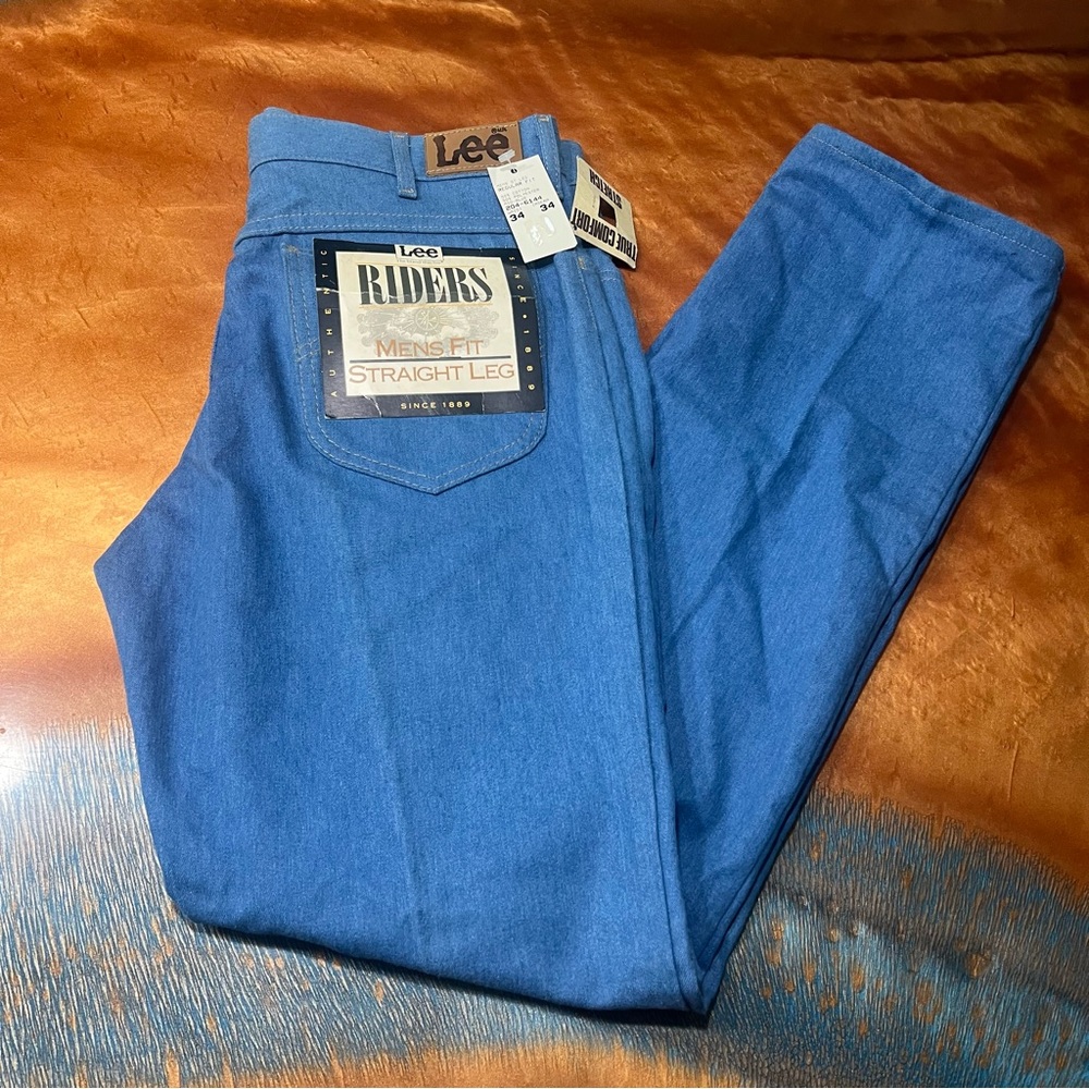 VTG Lee Riders Blue Straight Leg Jeans 34x34 made in USA new nos